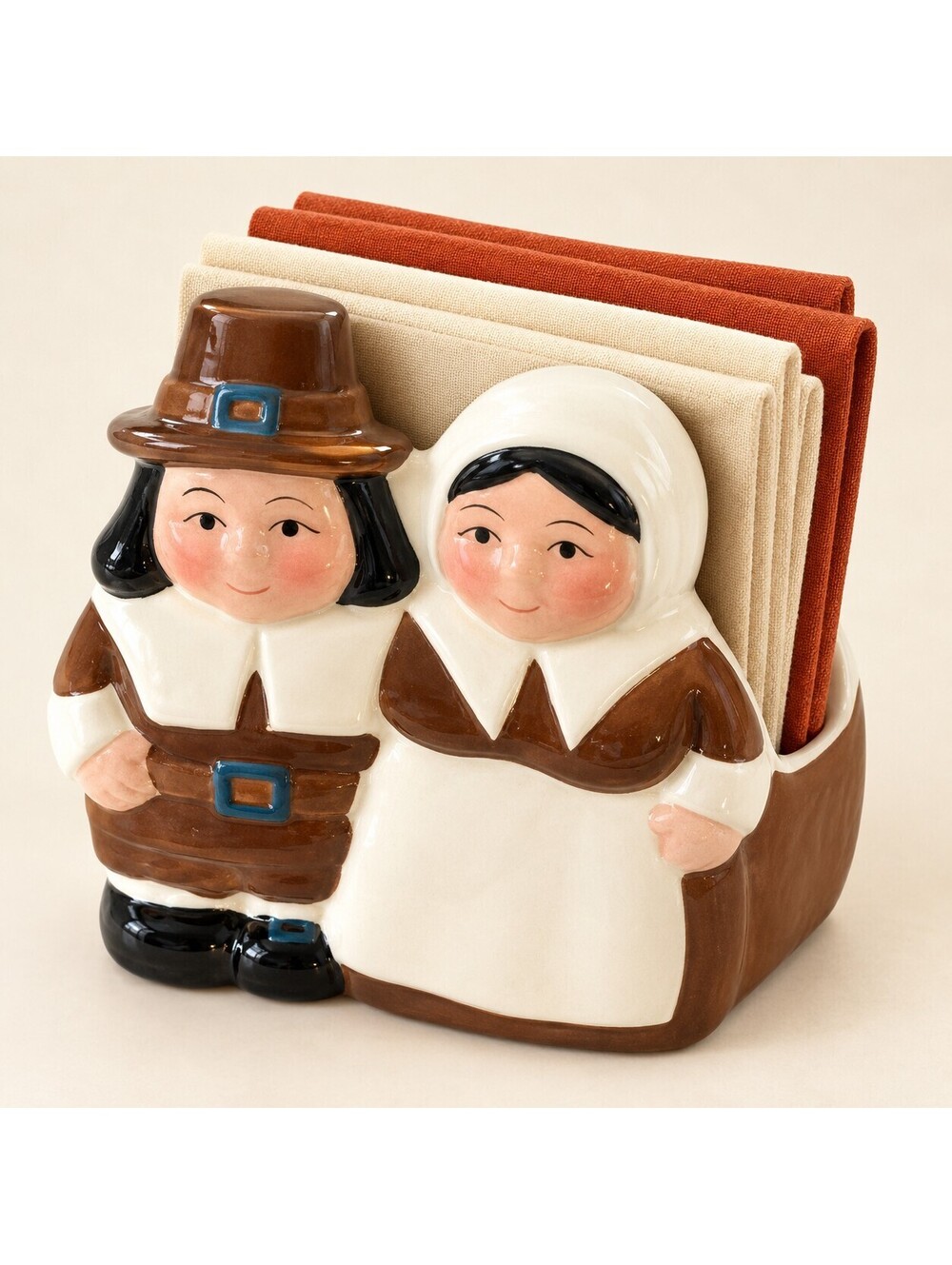 Publix Pilgrim Napkin Holder Thanksgiving Kitchen Decor Collectible 2002
